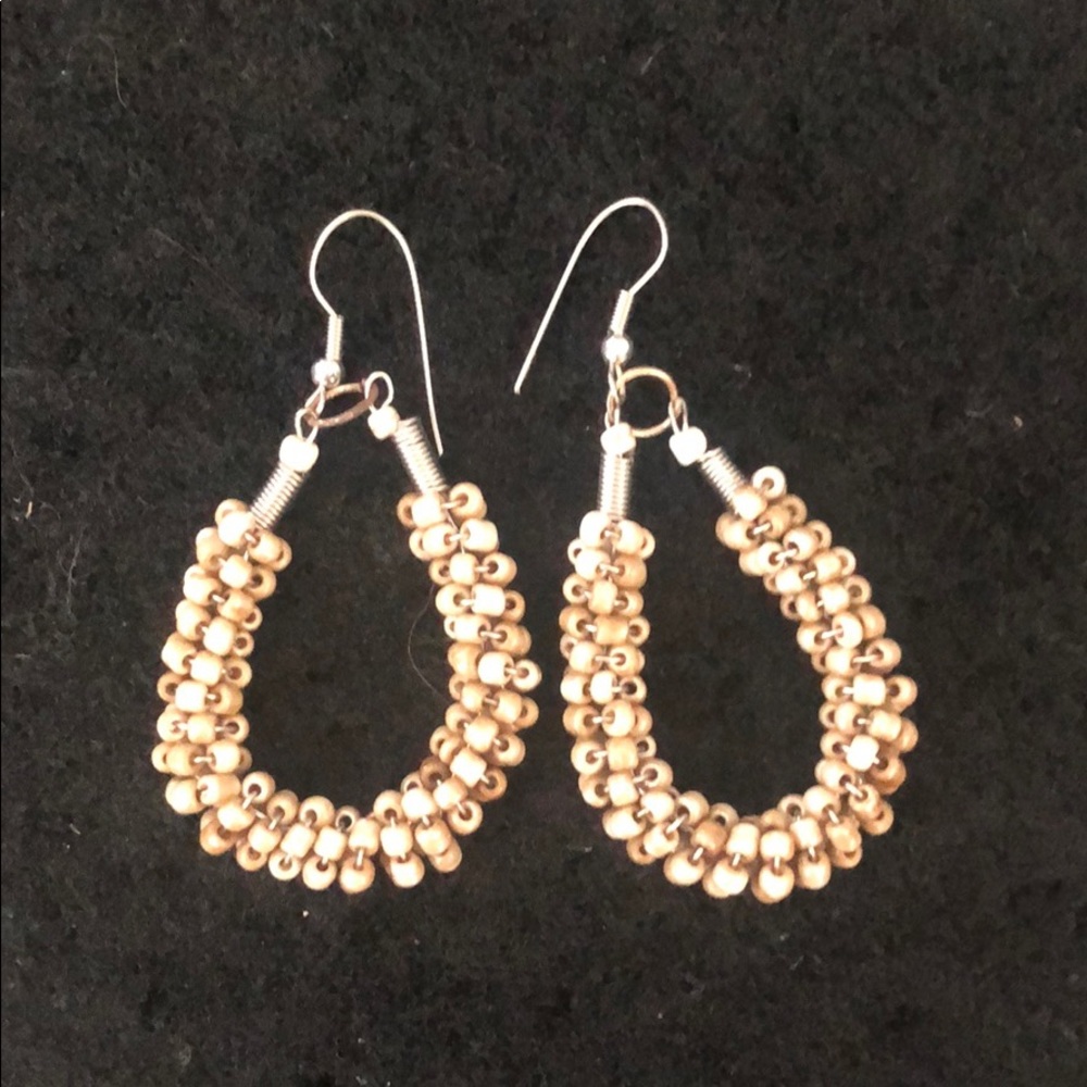 Tan beaded earrings NWOT